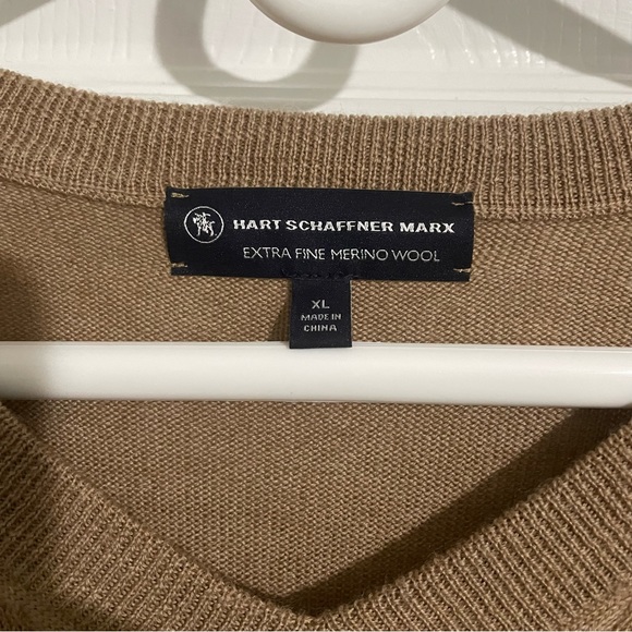 Hart Schaffner Marx Sweater Mens XL Long Sleeve V-Neck Merino Wool - Picture 2 of 4